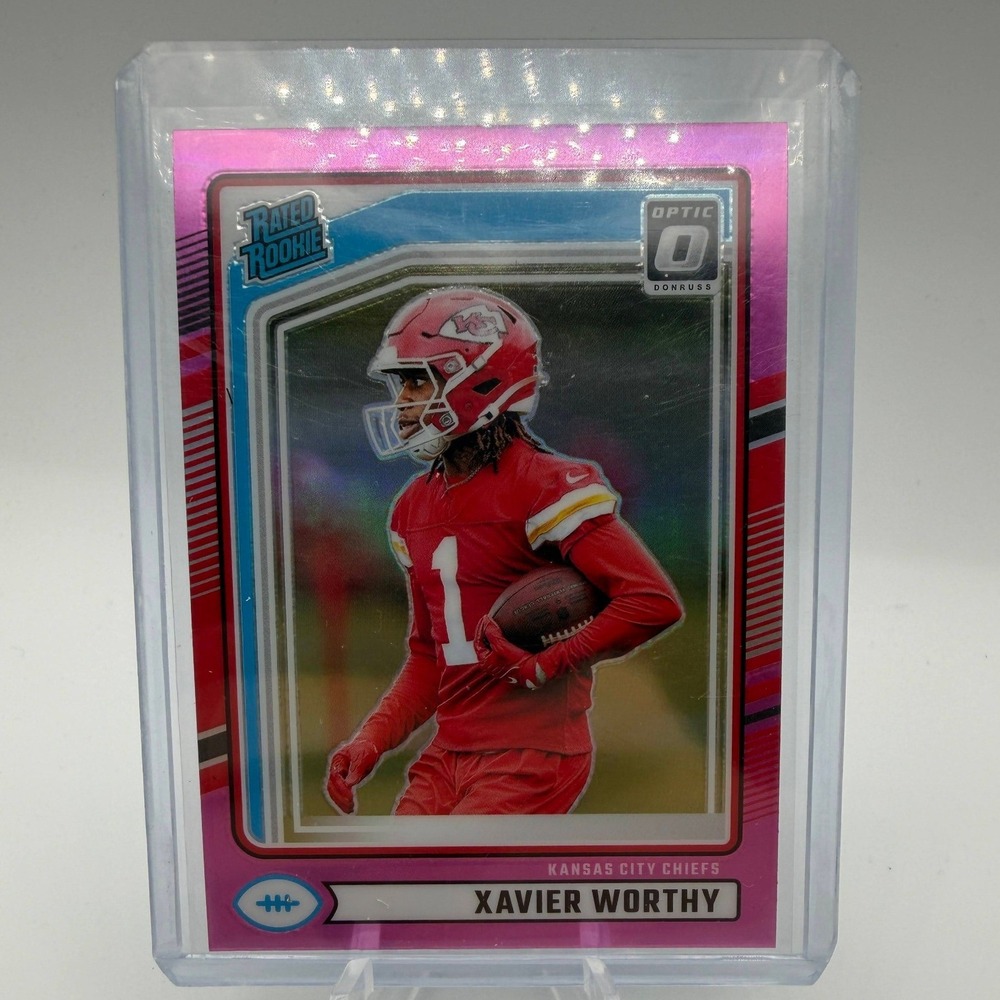 2024 Donruss Optic Xavier Worthy‎ Rated Rookie Pink Velocity Prizm #398 Chiefs
